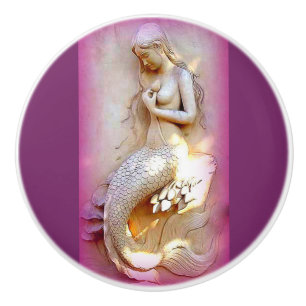 sitting stone mermaid ceramic knob
