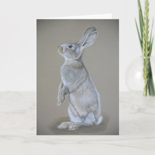 Sitting Tall Bunny ColoredPencil Art Greeting Card