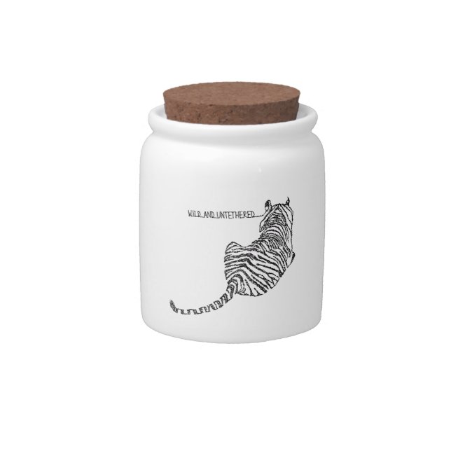 Sitting Tiger made up of Black Scribbles Candy Jar (Front)