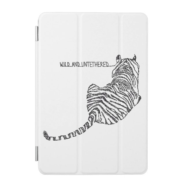 Sitting Tiger made up of Black Scribbles iPad Mini Cover (Front)