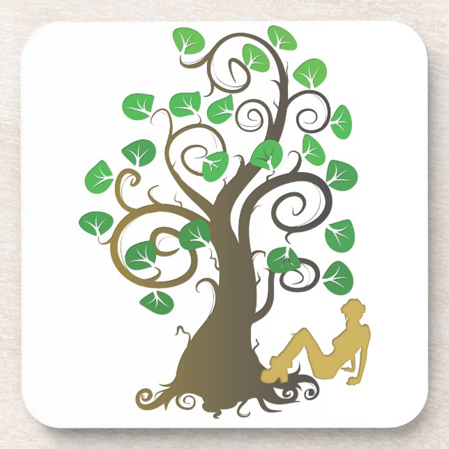Sitting Under the Tree Beverage Coaster (Front)