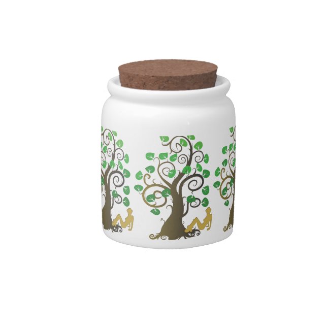 Sitting Under the Tree Candy Jar (Front)