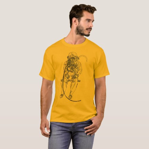 Sitting Vintage Diver with Diving Helmet T_Shirt