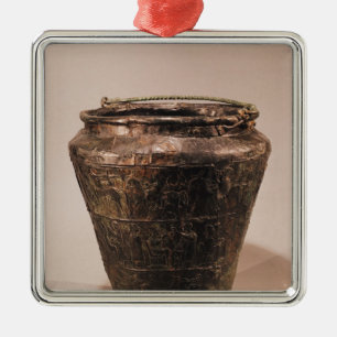 Situla with three repousse decorative bands metal ornament