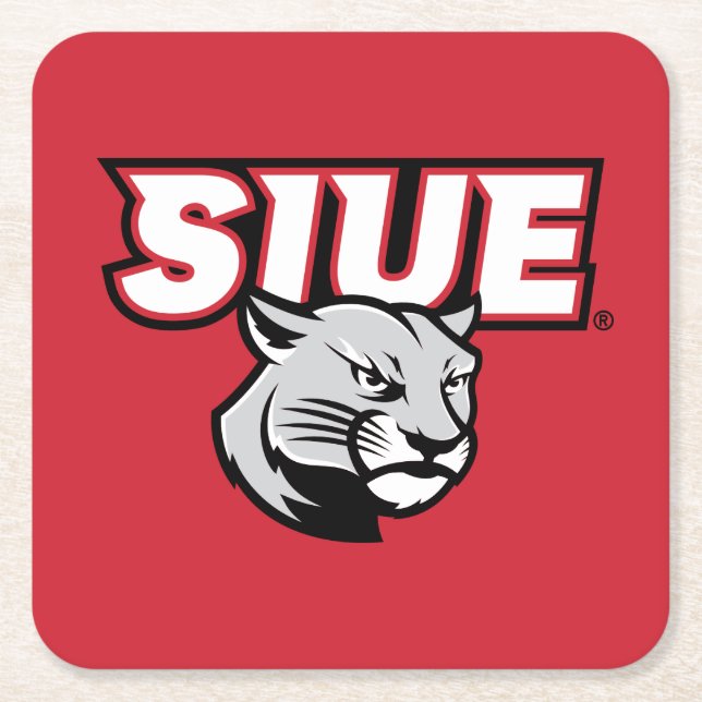 SIUE Cougars Square Paper Coaster (Front)