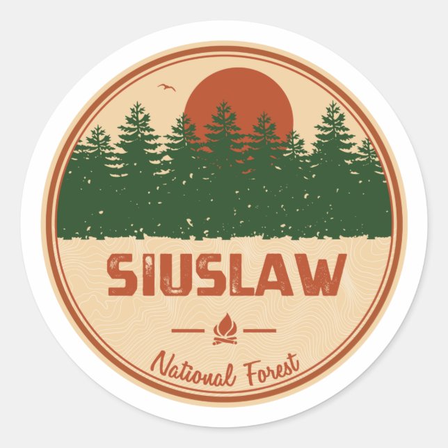 Siuslaw National Forest Classic Round Sticker (Front)