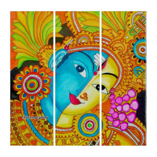 Siva parvathy mural painting triptych