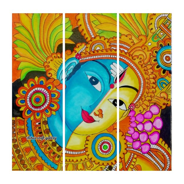 Siva parvathy mural painting triptych (Front)