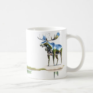 Siver Moose Statue Reflection  Coffee Mug