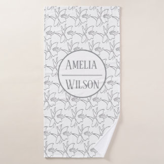 Siver Orchid Flower Plant Pattern Bath Towel