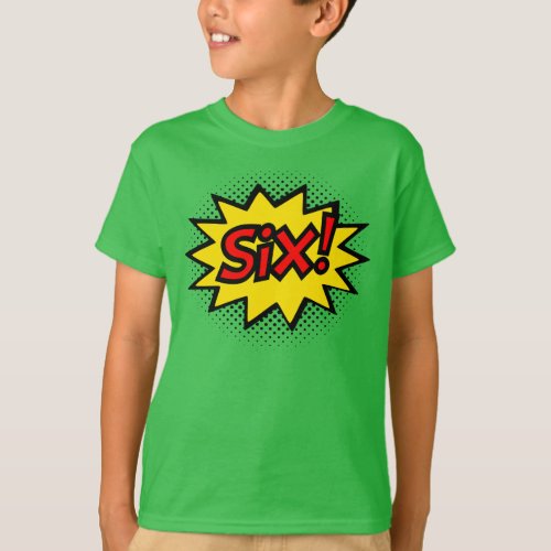 SIX 6th Birthday Gift Superhero Logo T_Shirt