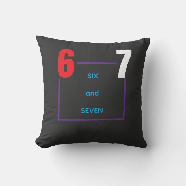 Six and Seven – Trendy Minimal Number Design Throw Pillow (Front)