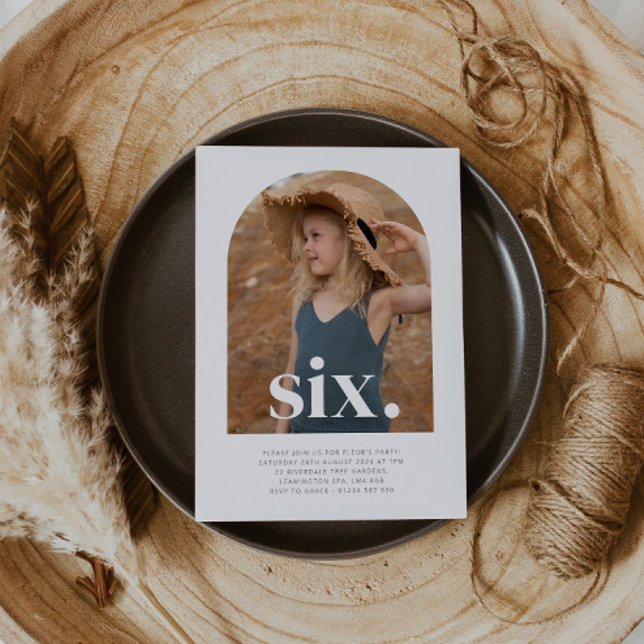 Six Arched Photo Birthday Invitation (Six Arched Photo First Birthday Invitation)