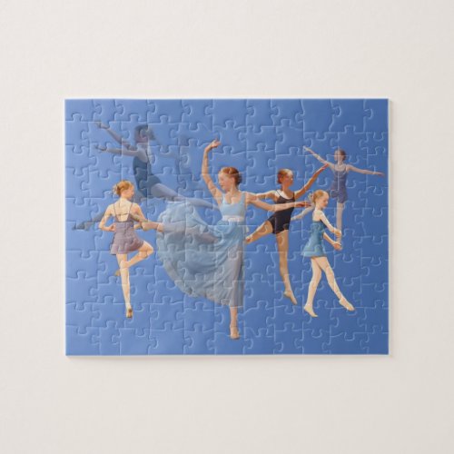 Six Ballerinas on Blue Jigsaw Puzzle