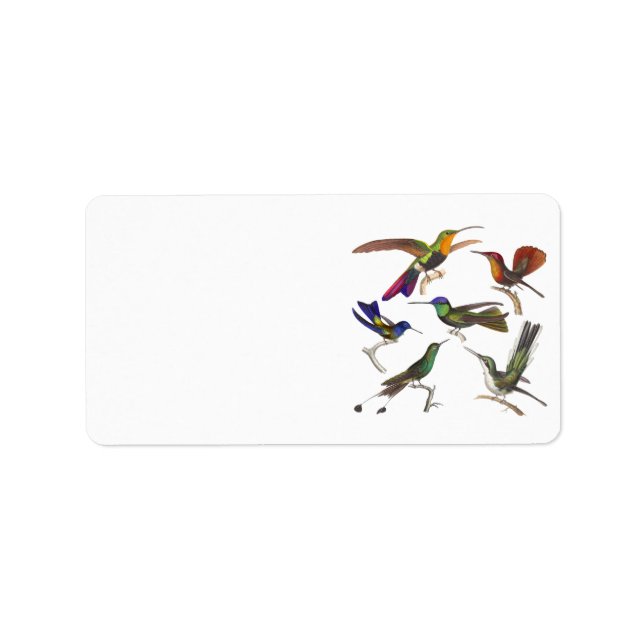 Six Beautiful Hummingbirds by Rene Lesson Label (Front)