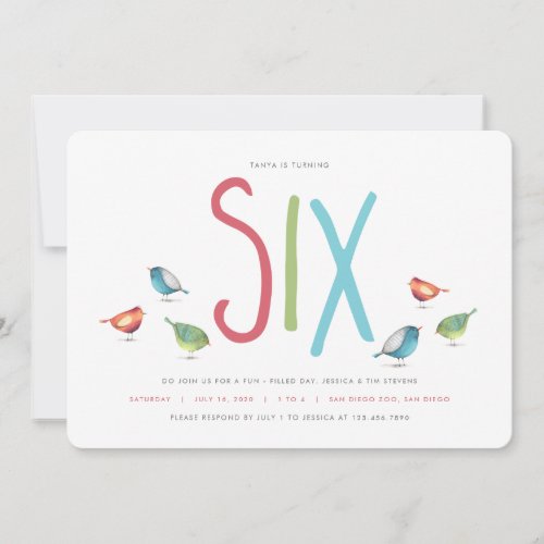 Six Birdie Sixth Birthday Party Invitation