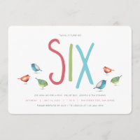 Six Birdie Sixth Birthday Party Invitation