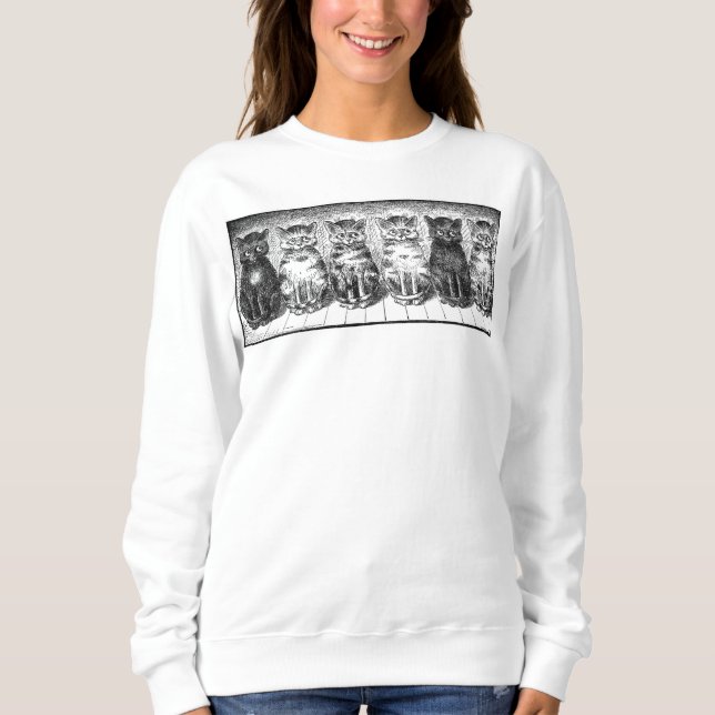 Six Cats Waiting To Be Fed Sweatshirt (Front)