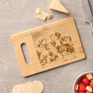 Six Cavalier Spaniel Puppies, Engraved Cutting Board