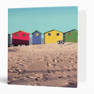 Six Colorful Beach Hut Cape Town, South Africa 3 Ring Binder
