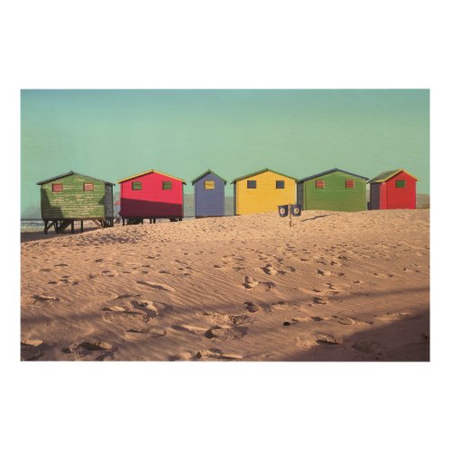 Six Colorful Beach Hut  Cape Town South Africa Wood Wall Decor