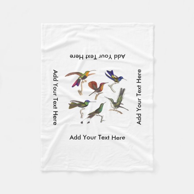 Six Colorful Hummingbirds Fleece Blanket (Front)
