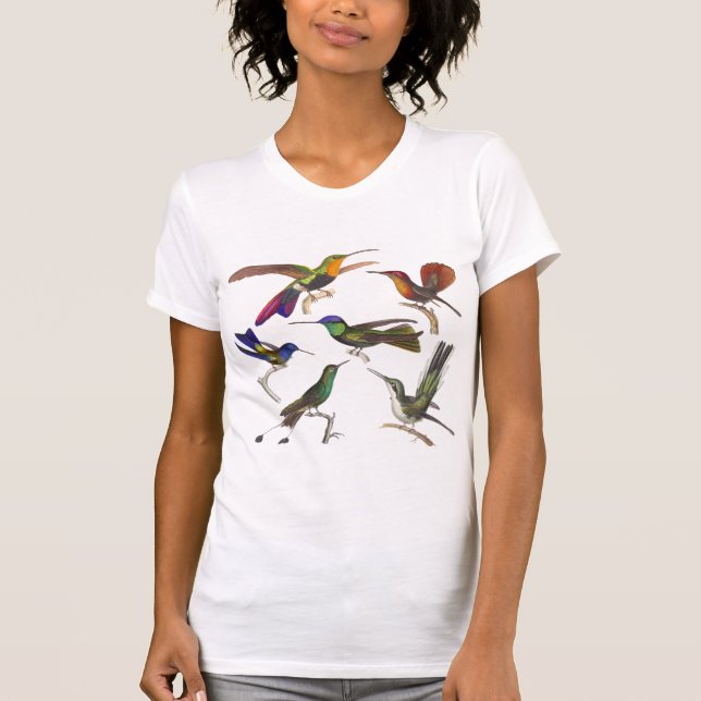 Six Colorful Hummingbirds - Front and Back T-Shirt (Front)
