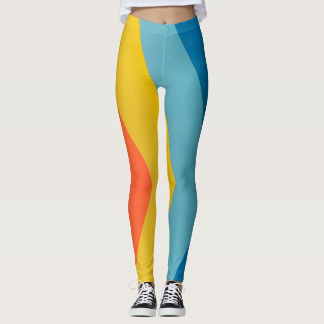 six colors parallel pattern leggings (Front)