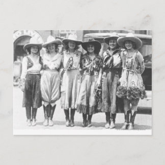 Six cowgirls at Cheyenne Frontier Days. Postcard