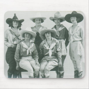 Six cowgirls in hats and sashes. mouse pad