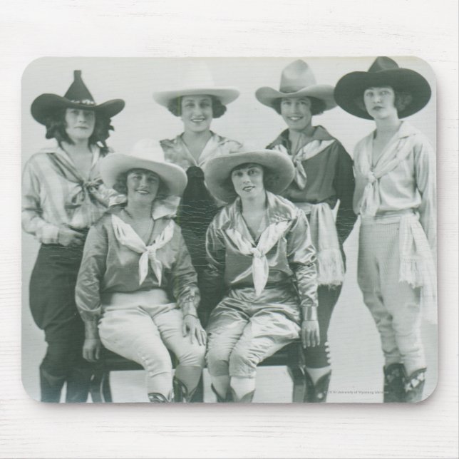 Six cowgirls in hats and sashes. mouse pad (Front)