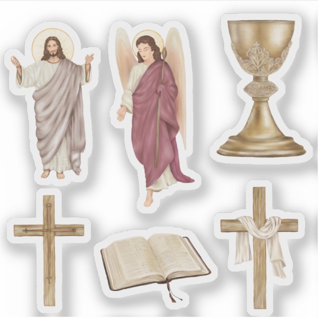 SIX CRISTIAN THEMED STICKER (Front)