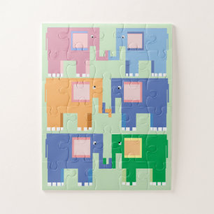 Six cute elephants childrens jigsaw puzzle