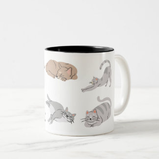 six cute kitties Two-Tone coffee mug