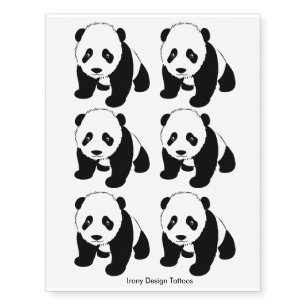 Six Cute Panda Bears Temporary Tattoos