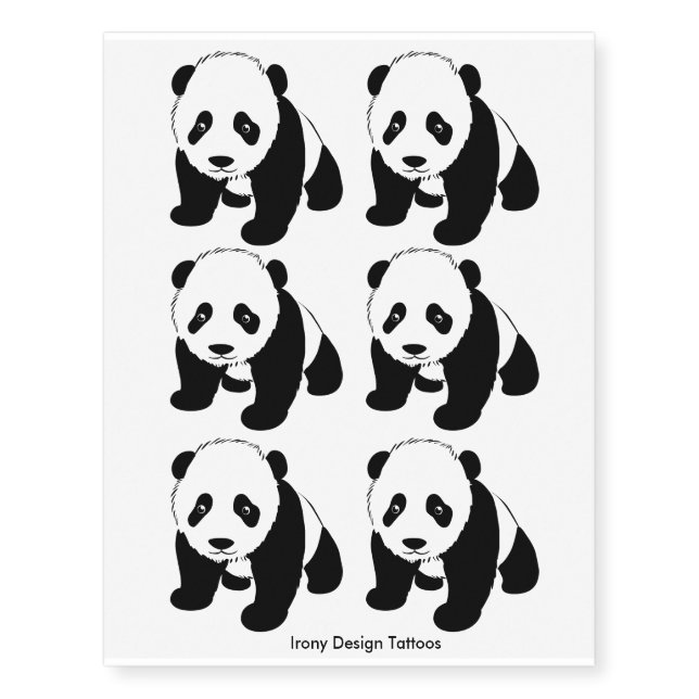 Six Cute Panda Bears Temporary Tattoos (Front)