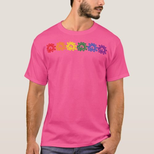 Six Daisy  Pride Rainbow Color T_Shirt