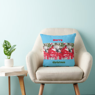 Six Darling Pandas at Christmas Throw Pillow
