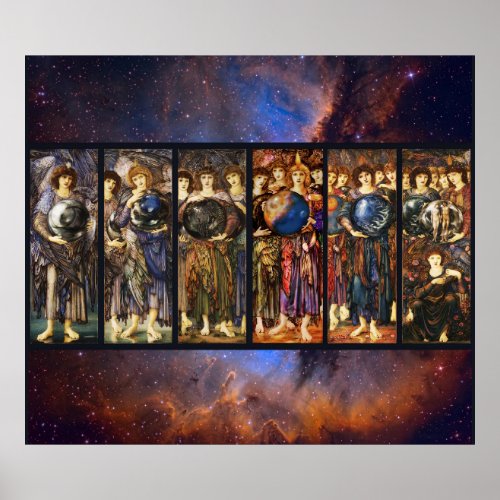 SIX DAYS OF CREATION ANGELS by Edward Burne Jones Poster