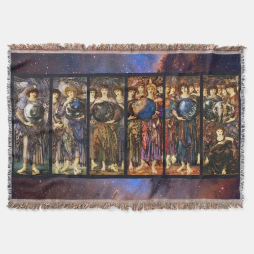 SIX DAYS OF CREATION ANGELS by Edward Burne Jones Throw Blanket