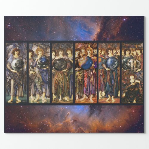 SIX DAYS OF CREATION ANGELS by Edward Burne Jones Wrapping Paper