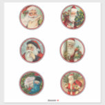Six Different Painted Ventage Santa Sticker<br><div class="desc">6 Beautiful Pictures of Vintage Santa Claus Paintings. These are large stickers,  but you can order them in smaller sizes if you wish. Each classic Santa sticker has a round red frame.</div>