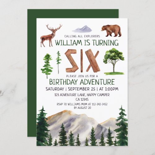 Six Explorer Boy Birthday  Invitation