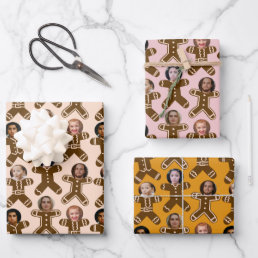 Six Face Gingerbread People Holiday Wrapping Paper Sheets