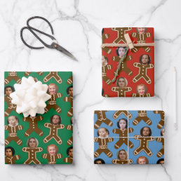 Six Face Gingerbread People Holiday Wrapping Paper Sheets