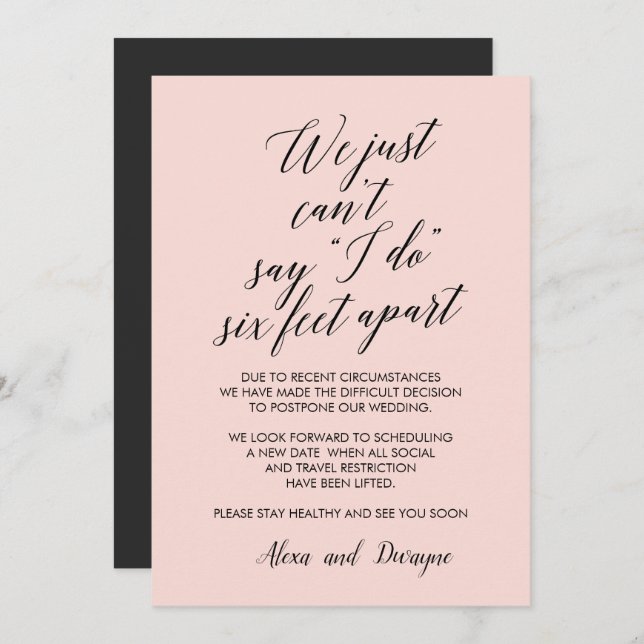 Six Feet Apart | Cancelled Postponed Wedding Invitation (Front/Back)