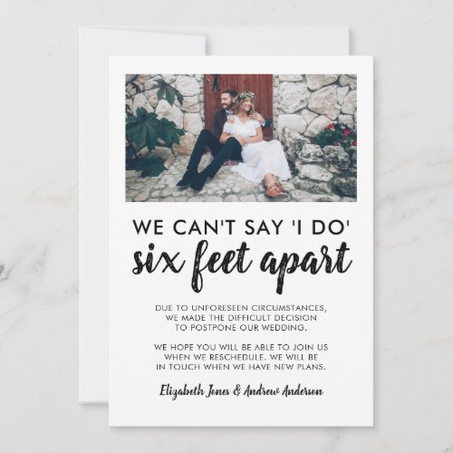 Six Feet Apart Postponed Change Date Photo Wedding Announcement