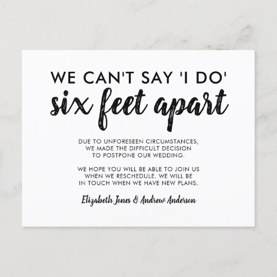 Six Feet Apart Postponed Change of Date Wedding Announcement Postcard