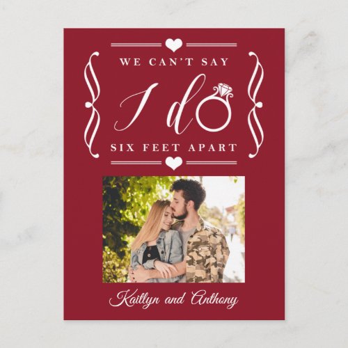 Six Feet Apart Wedding Postponement Change of Date Announcement Postcard