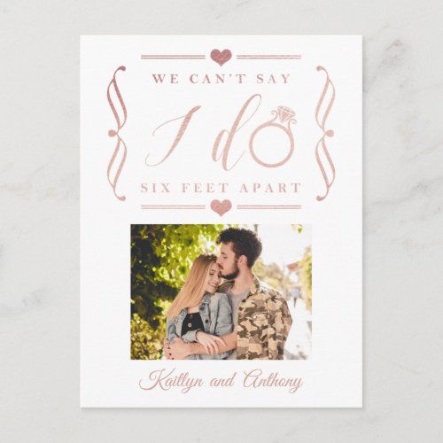 Six Feet Apart Wedding Postponement Change of Date Announcement Postcard